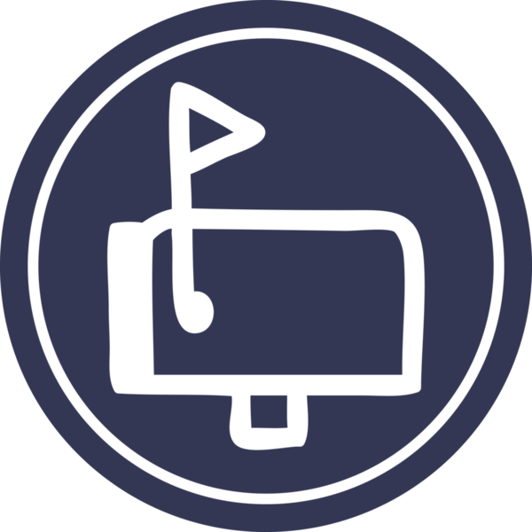 Bir insan tarafından çizilmiş posta kutusu dairesel simgesi