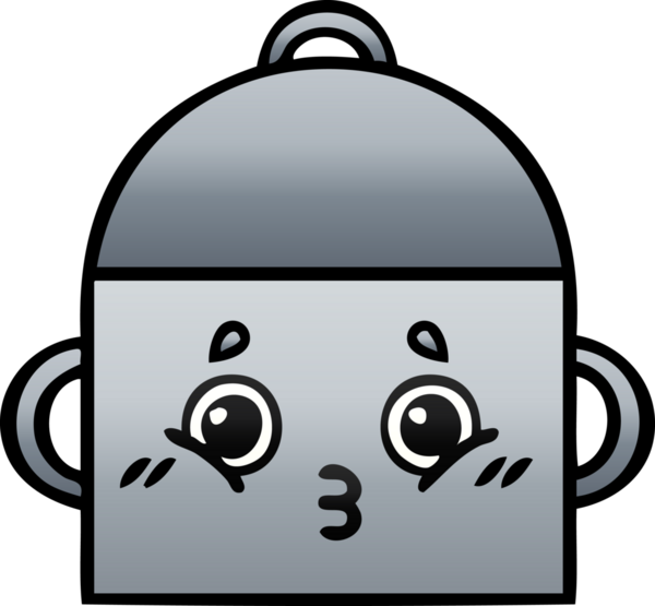 Bir insan tarafından çizilmiş tencerenin gölgeli karikatürü.