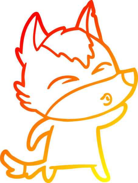 Bir insan tarafından çizilmiş bir kurt çizgi filminin sıcak çizgi çizimi.