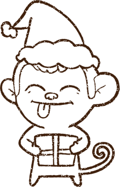 Bir insan tarafından çizilmiş Noel Maymunu Kömürü