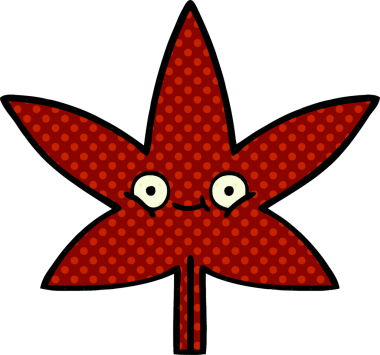 Bir insan tarafından çizilmiş güz yaprağının çizgi romanı.