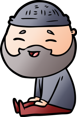 Bir insan tarafından çizilmiş mutlu sakallı bir adam.