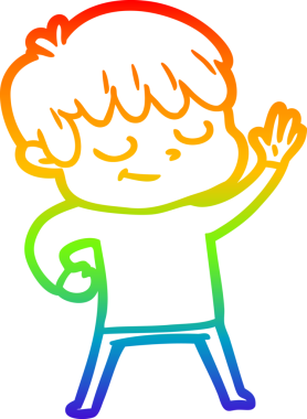 gökkuşağı gradyan çizgi çizimi bir insan tarafından çizilmiş mutlu bir çocuk