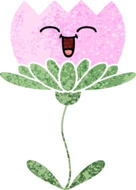 Bir insan tarafından çizilmiş bir çiçeğin retro çizim stili