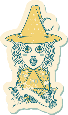 Retro Dövme Biçimli elf karakteri Bir insan tarafından çizilmiş doğal yirmi zar atışıyla