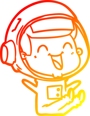 Bir insan tarafından çizilmiş mutlu bir astronotun sıcak çizgi çizimi