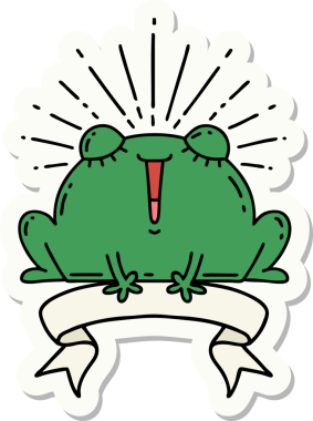 Bir insan tarafından çizilmiş mutlu kurbağa dövmesi stili.