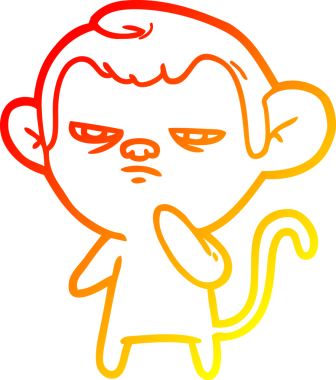 Bir insan tarafından çizilmiş çizgi film maymunu çizimi