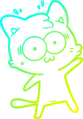 Bir çizgi filmin soğuk gradyan çizimi bir insan tarafından çizilmiş sürpriz bir kedi.