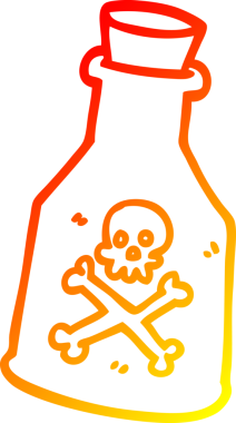 Bir insan tarafından çizilmiş bir zehir şişesinin sıcak çizgi çizimi