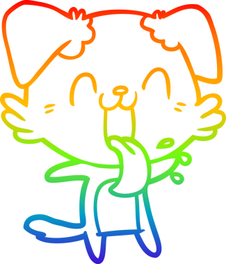 Gökkuşağı gradyan çizgi çizimi Bir insan tarafından çizilmiş nefes nefese bir köpek