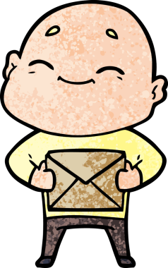 Bir insan tarafından çizilmiş mutlu, kel adam.