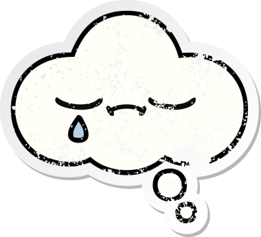 Bir insan tarafından çizilmiş tatlı bir çizgi film düşünce balonunun sıkıntılı çıkartması.