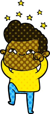 Bir insan tarafından çizilmiş heyecanlı bir çizgi film.