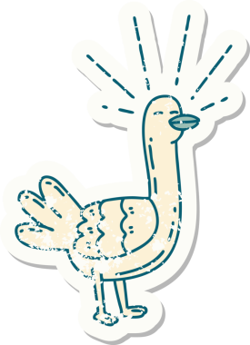 Bir insan tarafından çizilmiş dövme stili bir deniz kuşunun eski etiketi.