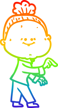 Gökkuşağı gradyan çizgi çizimi Bir insan tarafından çizilmiş mutlu yaşlı kadın