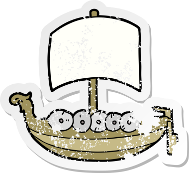 Bir insan tarafından çizilmiş viking teknesinin sıkıntılı çıkartması.