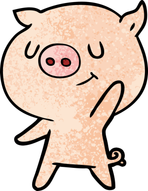 Bir insan tarafından çizilmiş mutlu domuz çizimi.