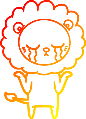 Bir insan tarafından çizilmiş, ağlayan bir aslanın sıcak çizgi çizgisi.