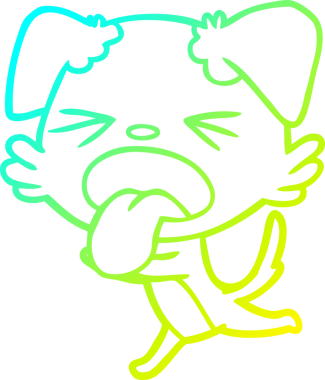 Bir insan tarafından çizilmiş soluyan bir köpeğin soğuk eğimli çizgisi.