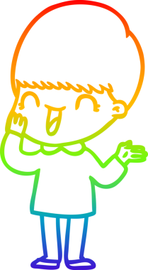 gökkuşağı gradyanı çizimi bir insan tarafından çizilmiş mutlu bir çizgi film çocuğu