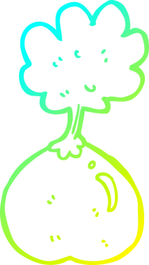 Bir insan tarafından çizilen sebze karikatürünün soğuk gradyan çizimi