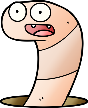 Bir insan tarafından çizilmiş bir solucan.