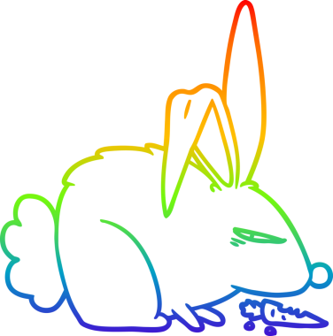 Gökkuşağı gradyan çizgi çizimi Bir insan tarafından çizilmiş kızgın tavşan