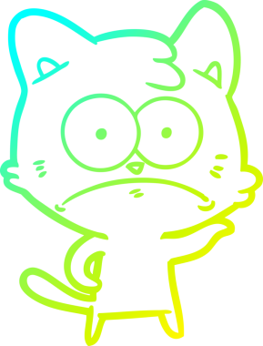 İnsan tarafından çizilmiş bir çizgi film çizimi. Sinirli bir kedi.