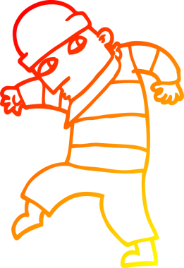 Bir insan tarafından çizilmiş bir çizgi film hırsızının sıcak çizgi çizimi