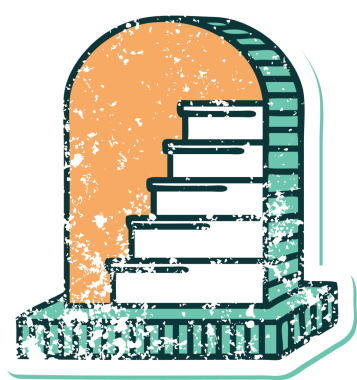 Bir insan tarafından çizilmiş bir mezar taşının sembolik dövmesi.