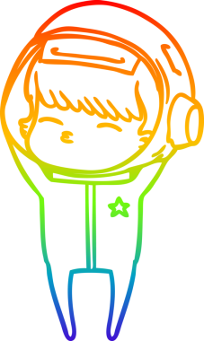 gökkuşağı gradyan çizimi bir insan tarafından çizilmiş meraklı astronot çizgi