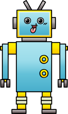 Bir insan tarafından çizilmiş bir robotun gölgelenmiş çizimi