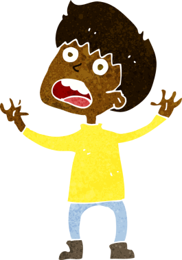 Bir insan tarafından çizilmiş stresli bir çocuk.