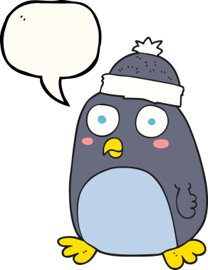 Bir insan tarafından çizilmiş serbest konuşma balonu karikatürü pengueni