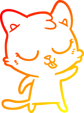 Bir insan tarafından çizilmiş çizgi film kedisinin sıcak çizgi çizimi