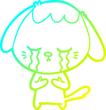 Bir insan tarafından çizilmiş ağlayan bir köpeğin soğuk gradyan çizimi