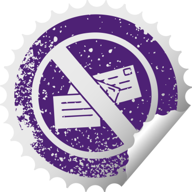 Bir insan tarafından çizilmiş posta levhası olmayan dairesel kabuk soyma etiketi.