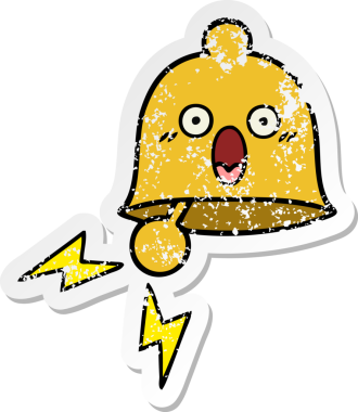 Bir insan tarafından çizilmiş sevimli bir karikatür çanın sıkıntılı çıkartması.