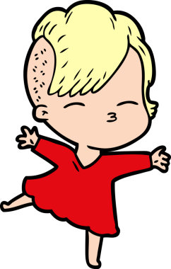 Bir insan tarafından çizilmiş şaşı çizgi film kızı.