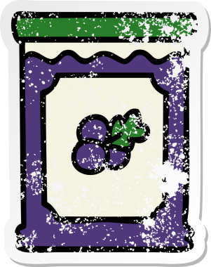 Bir insan tarafından çizilmiş yaban mersini reçeli çizilmiş garip bir el çıkartması.