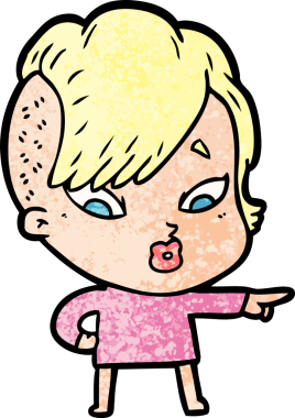 Bir insan tarafından çizilmiş, şaşırmış bir kız.