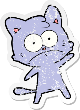 Bir insan tarafından çizilmiş gergin bir kedinin sıkıntılı çıkartması.