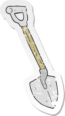 Bir insan tarafından çizilmiş karikatür küreklerinin gerilimli yapıştırması.