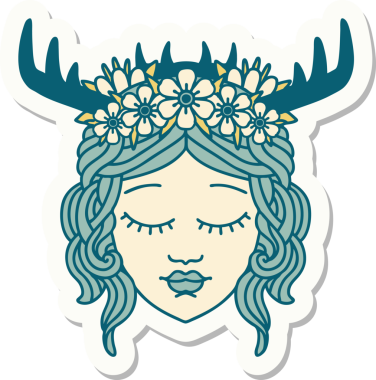 Bir insan tarafından çizilmiş bir Druid karakterinin çıkartması.