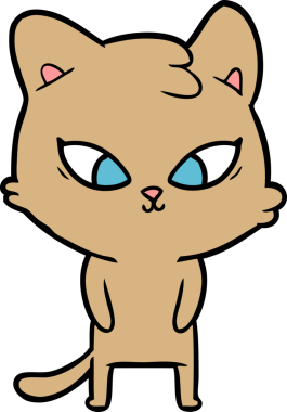 Bir insan tarafından çizilmiş sevimli çizgi film kedisi.