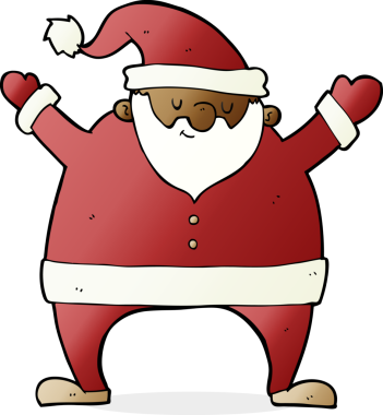 Bir insan tarafından çizilmiş Noel Baba çizgi filmi.