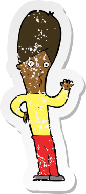 Bir insan tarafından çizilmiş bir karikatür adamın gerilmiş çıkartması.