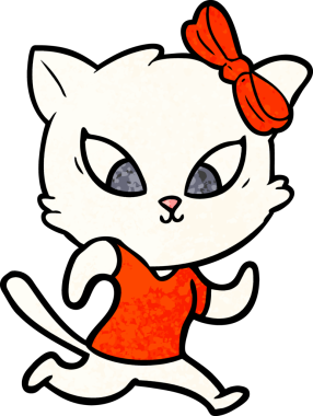 Bir insan tarafından çizilmiş çizgi film kedisi.