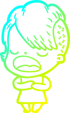 Bir insan tarafından çizilmiş havalı bir hippi kızın soğuk gradyan çizimi.